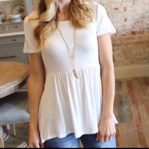 Ivory Short-Sleeve Bandeau Style Babydoll Tunic